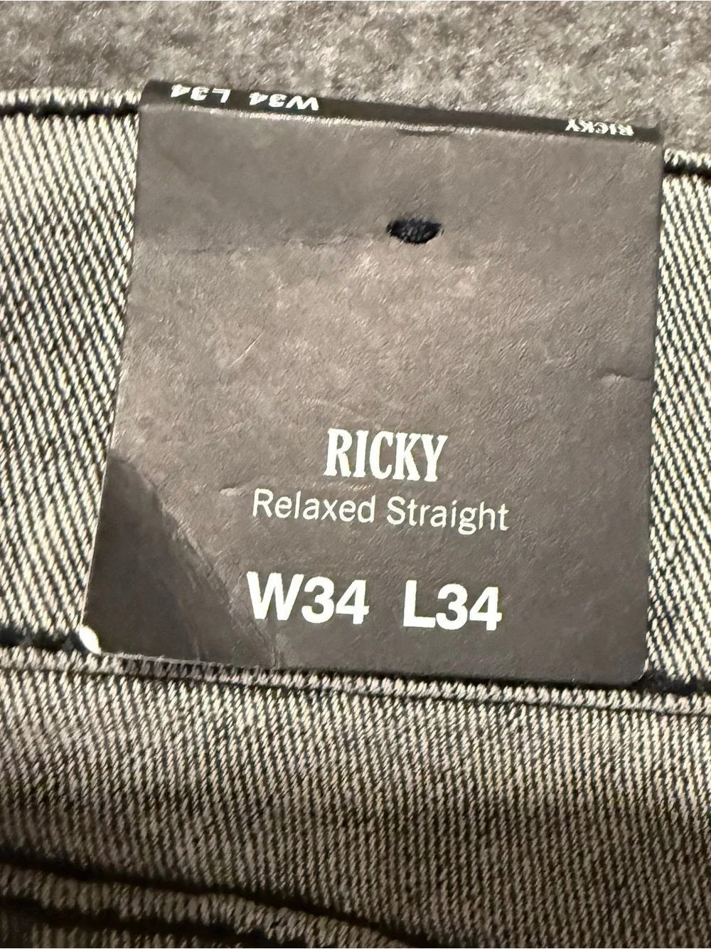 True Religion Jeans Mens 34x34 *Flaw* Gray Ricky Relaxed Straight Pink Stitching